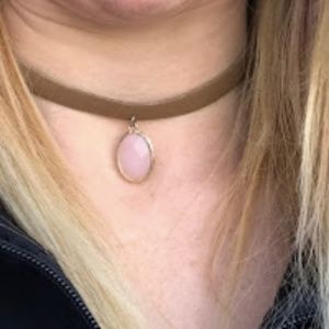 ❗️2 for $6  Leather Choker With Stone Pendant